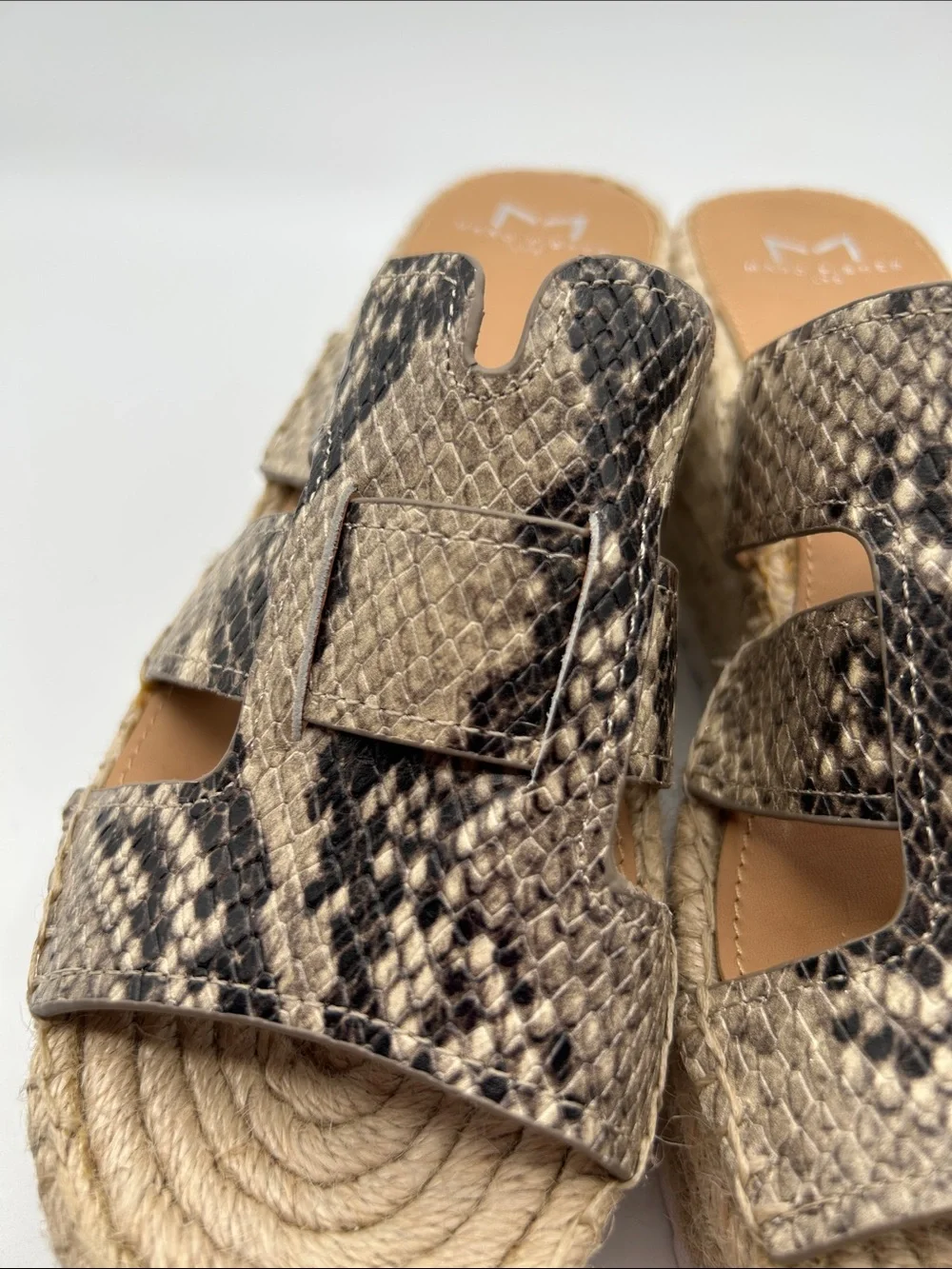 Marc Fisher Snake-Print Espadrille Wedge Sandals - Beige/Black
